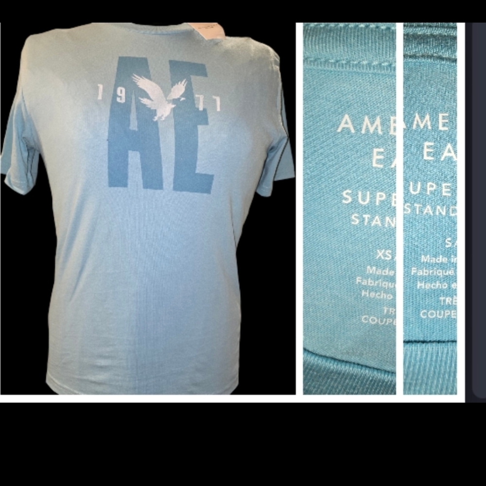 American Eagle AE1977 Logo Tee – Size S (Light Blue)